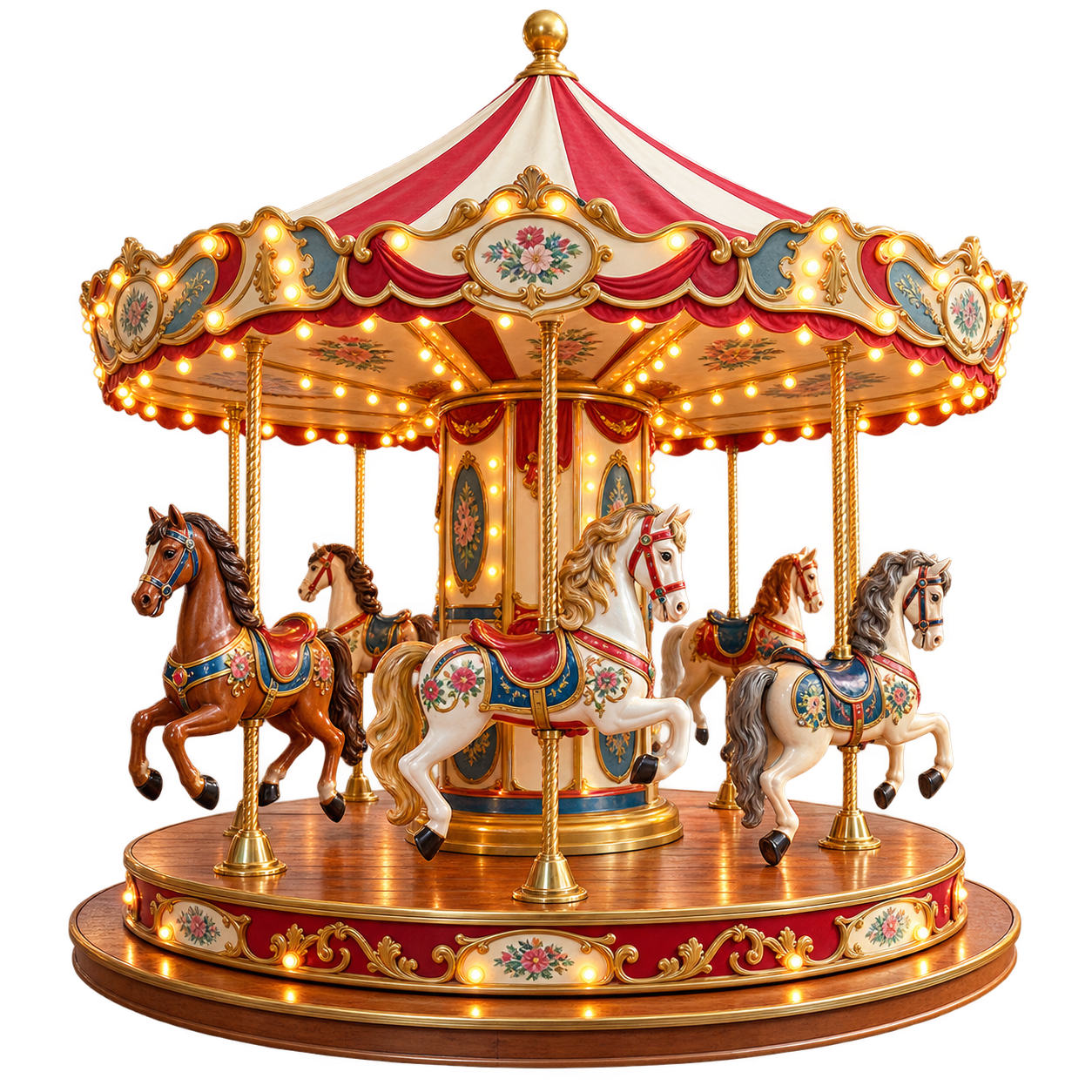 Klassisches Kinderkarussell mit Pferden